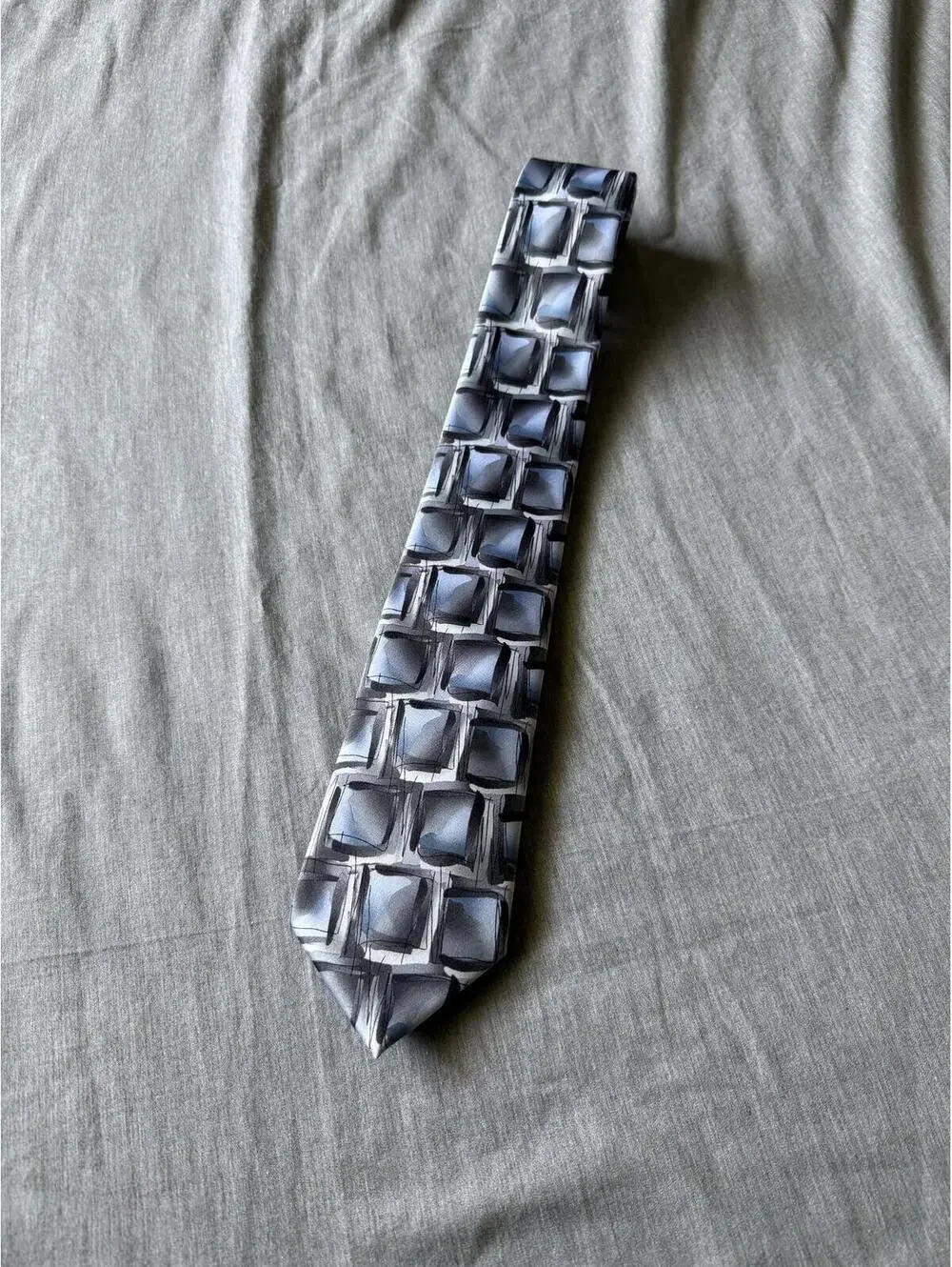 J. Garcia Mens Tie Uncorrected Manuscript Collection 55 Grey Blue 3.5'x 58'